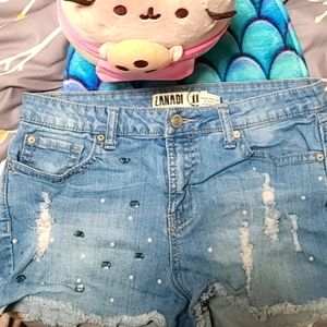 SEXY ZANADI Distressed Bedazzled SIZE 11 SHORTS